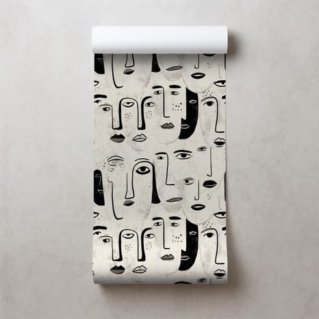 TAPETA ABSTRAKTNÍ ČERNOBÍLÉ TVÁŘE - TAPETY LIDÉ A CELEBRITY - TAPETY