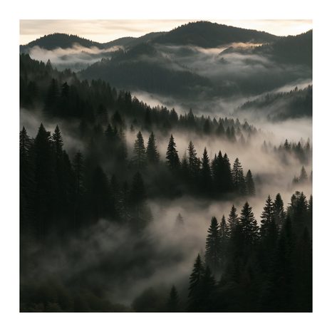 CANVASTAVLA DIMMIGT BERGSDAL - TAVLOR MED SKOG - TAVLOR
