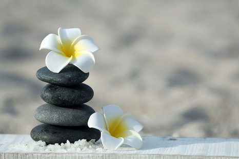 SAMOLEPÍCÍ FOTOTAPETA HARMONICKÉ KAMENY A PLUMERIE - SAMOLEPÍCÍ TAPETY - TAPETY