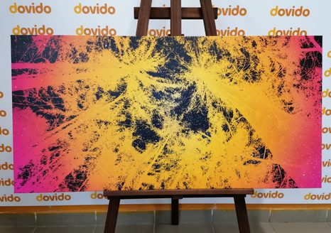 WANDBILD SONNENUNTERGANG IM TROPISCHEN WALD - BILDER BÄUME UND LAUB - BILDER