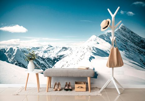 FOTOTAPETE SCHNEEBEDECKTE BERGE - TAPETEN MIT NATURMOTIVEN - TAPETEN