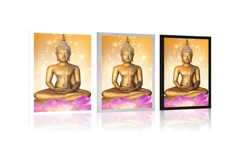 POSTER BUDDHA-STATUE AUF EINER LOTOSBLÜTE - FENG SHUI - POSTER