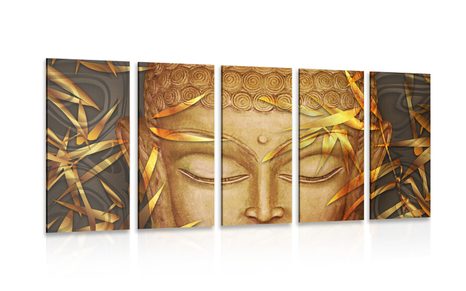 5 PART PICTURE DETAIL BUDDHA IN GOLD DESIGN