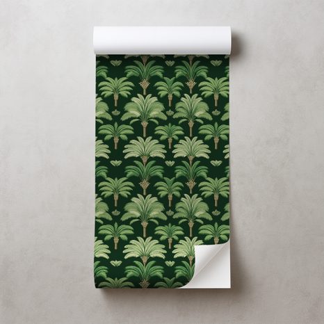 SAMOLEPÍCÍ TAPETA ZELENÉ PALMY NA TMAVÉM POZADÍ - VZOROVANÉ TAPETY - TAPETY