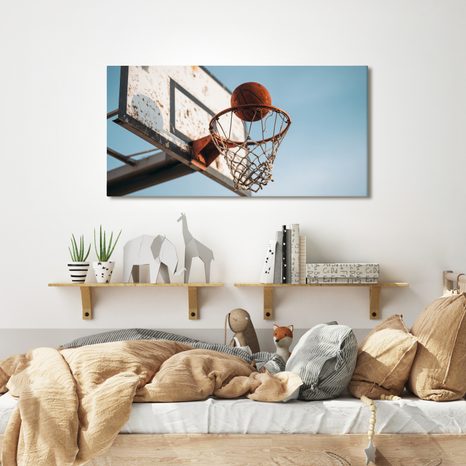 OBRAZ MÍČ V BASKETBALOVÉM KOŠI - OBRAZY MĚSTA - OBRAZY