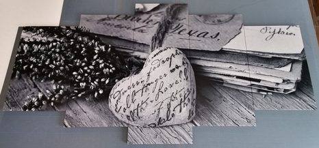 TABLOU 5-PIESE FRUNZE NOSTALGICE ÎN DESIGN ALB-NEGRU - TABLOURI ALB-NEGRU - TABLOURI