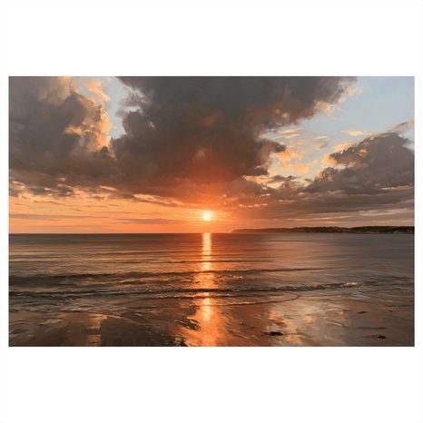 TABLEAU SUR TOILE – COUCHER DE SOLEIL SUR LA MER - TABLEAUX LEVER ET COUCHER DE SOLEIL - TABLEAUX