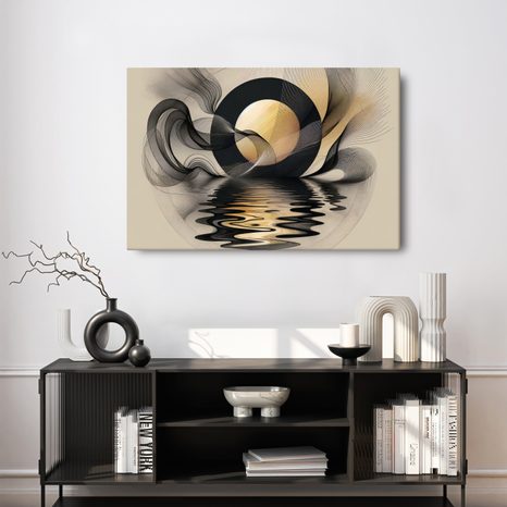 TABLEAU SUR TOILE – LUNE ABSTRAITE SUR L’EAU - TABLEAUX - 🔥 VENTE TOTALE