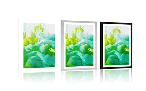 PLAKAT S PASPARTUOM TINTA U NIJANSAMA ZELENE - APSTRAKTNI I S UZORKOM - PLAKATI