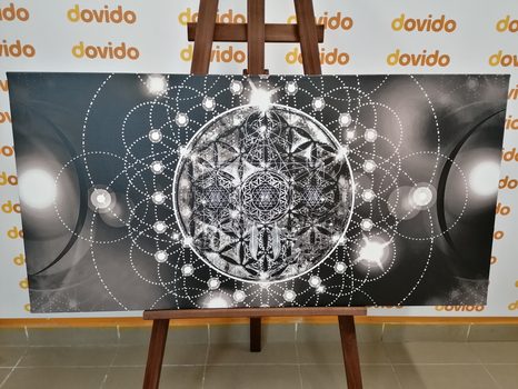WANDBILD BEZAUBERNDES MANDALA IN SCHWARZ-WEISS - SCHWARZ-WEISSE BILDER - BILDER