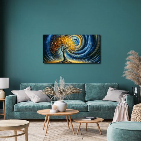 KÉP VARÁZSLATOS ÖRVÉNY ARANY LEVELEKKEL - ÉLETFÁK KÉPEK - KÉPEK