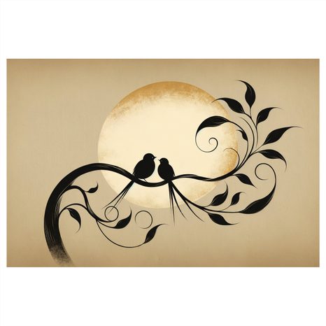 WANDBILD LIEBE AUF EINEM AST - BILDER VON VÖGELN - BILDER