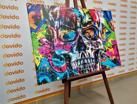 OBRAZ FAREBNÁ UMELECKÁ LEBKA - POP ART OBRAZY - OBRAZY