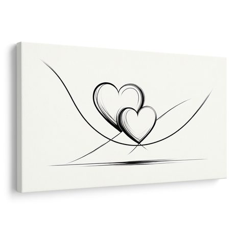 WANDBILD VERSCHLUNGENE HERZEN IN LINIEN - BILDER MIT LIEBESMOTIVEN - BILDER