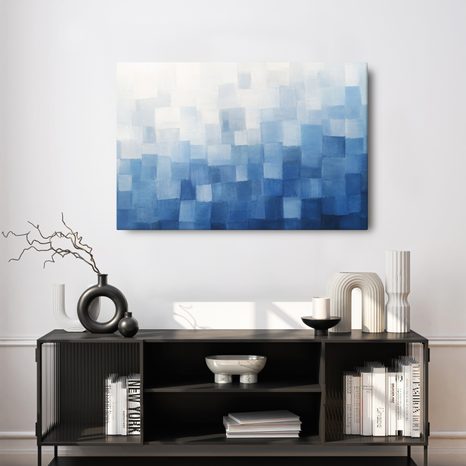 TABLEAU SUR TOILE – ABSTRACTION GÉOMÉTRIQUE BLEUE DÉLICATE - IMAGES FORMES ABSTRAITES - TABLEAUX