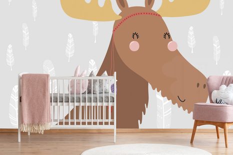 SAMOLEPÍCÍ TAPETA ROZTOMILÝ SOBÍK S INDIÁNSKÝMI PEŘÍČKY - SAMOLEPÍCÍ TAPETY - TAPETY