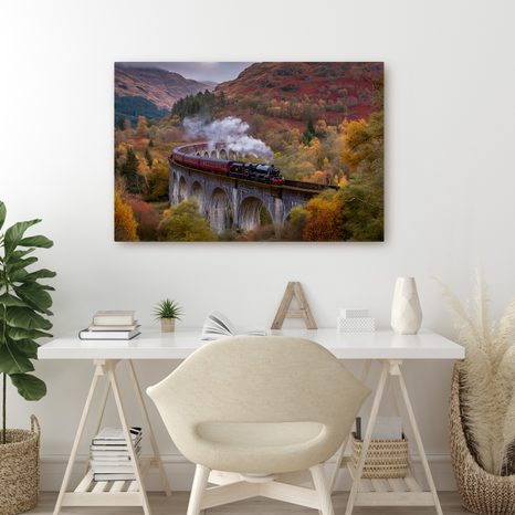 QUADRO SU TELA – TRENO A VAPORE - QUADRI DI NATURA E PAESAGGIO - STAMPE E QUADRI