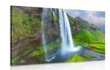 CANVAS PRINT WATERFALL IN ICELAND - PICTURES OF NATURE AND LANDSCAPE - PICTURES