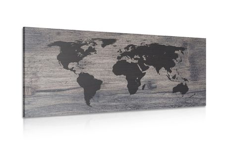PICTURE WORLD MAP ON DARK WOOD