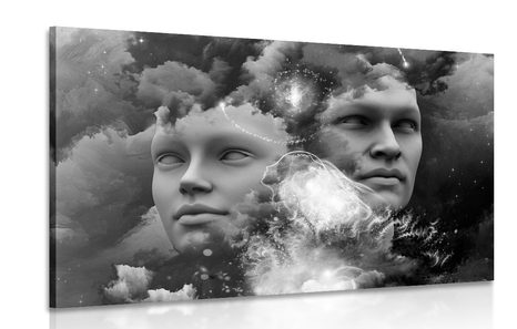 CANVAS PRINT VIRTUAL MIND IN BLACK AND WHITE - BLACK AND WHITE PICTURES - PICTURES