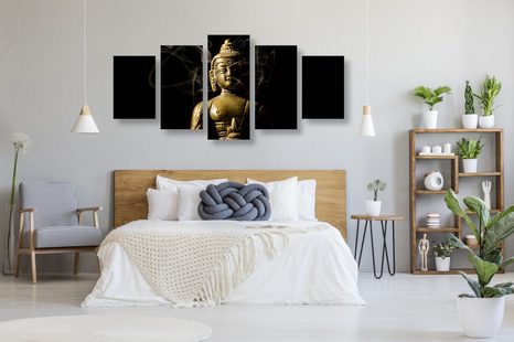5-DÍLNÝ OBRAZ SOCHA BUDDHY - OBRAZY FENG SHUI - OBRAZY