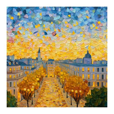 WANDBILD LEUCHTENDER HIMMEL ÜBER DER STADT - BILDER VON STÄDTEN - BILDER