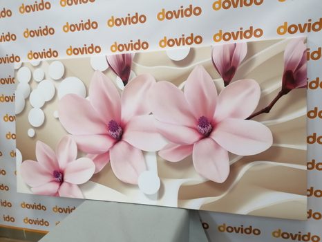 КАРТИНА НА ПЛАТНО – МАГНОЛИЯ НА АБСТРАКТЕН ФОН - КАРТИНИ С ЦВЕТЯ - КАРТИНИ