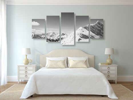 КАРТИНИ ОТ 5 ЧАСТИ – ЗАСНЕЖЕНИ ПЛАНИНИ В ЧЕРНО-БЯЛО - ЧЕРНО-БЕЛИ КАРТИНИ - КАРТИНИ