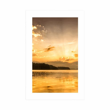 POSTER CU PASSEPARTOUT REFLECȚIA LACULUI DE MUNTE - NATURĂ - POSTERE