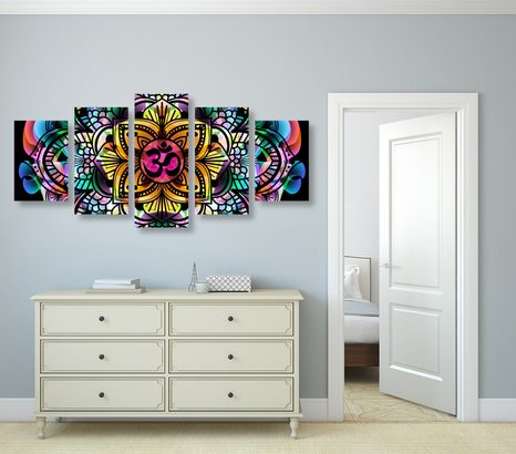 TABLOU 5-PIESE MANDALA SĂNĂTĂȚII - TABLOURI FENG SHUI - TABLOURI