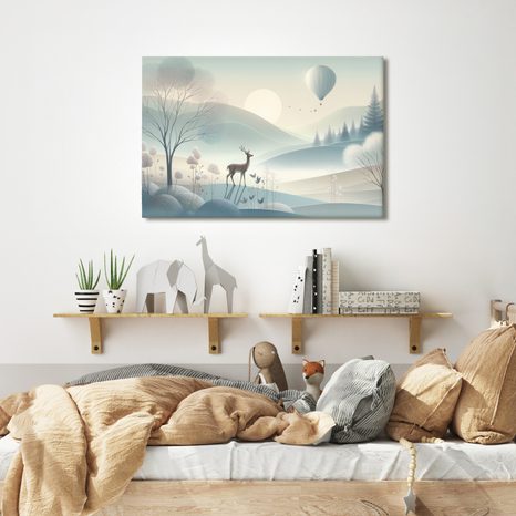 OBRAZ JELEN V MLŽNÉM ÚDOLÍ PŘI SVÍTÁNÍ - OBRAZY ZVÍŘAT - OBRAZY