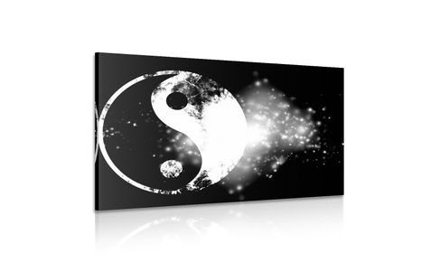 КАРТИНА НА ПЛАТНО – СИМВОЛ ИН И ЯН В ЧЕРНО-БЯЛ ВАРИАНТ - ЧЕРНО-БЕЛИ КАРТИНИ - КАРТИНИ