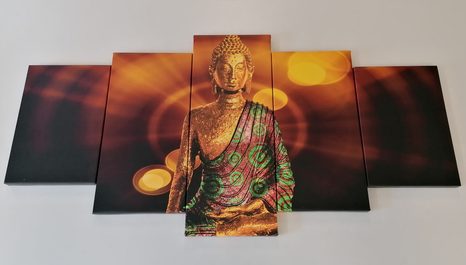 5-DÍLNÝ OBRAZ SOCHA BUDHU S ABSTRAKTNÍM POZADÍM - OBRAZY FENG SHUI - OBRAZY