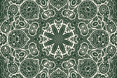 TAPETA BÍLÁ MANDALA NA ZELENÉM POZADÍ - TAPETY FENG SHUI - TAPETY