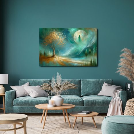 WANDBILD LEBENSBAUM IM MONDSCHEIN - BILDER BÄUME DES LEBENS - BILDER