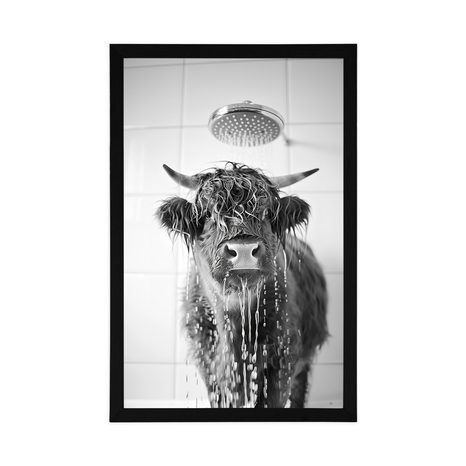 POSTER – MUCCA SOTTO LA DOCCIA - BUFALI E MUCCHE - POSTER