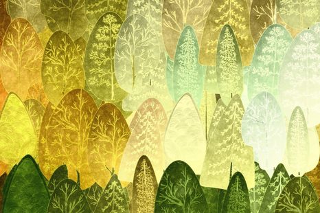 STAMPA SU TELA – ALBERI ASIMMETRICI VERDI - QUADRI DI NATURA E PAESAGGIO - STAMPE E QUADRI