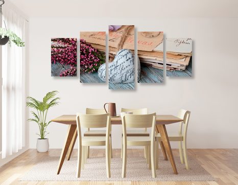 TABLOU 5-PIESE FRUNZE NOSTALGICE - TABLOURI VINTAGE ȘI RETRO - TABLOURI