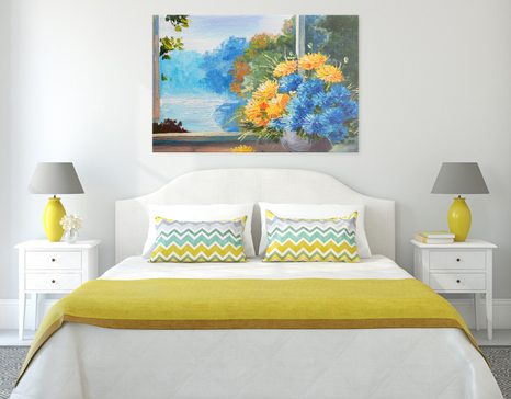 КАРТИНА НА ПЛАТНО – ПРОЛЕТЕН БУКЕТ ДО ПРОЗОРЕЦА - КАРТИНИ С ЦВЕТЯ - КАРТИНИ