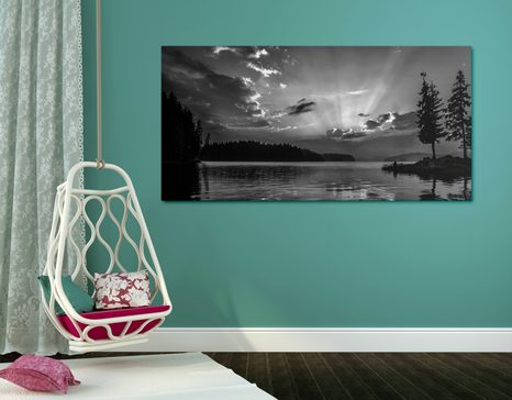 KÉP HEGYI TÓ FEKETE FEHÉRBEN - FEKETE-FEHÉR KÉPEK - KÉPEK