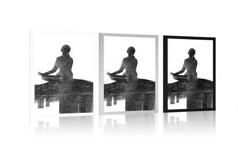 POSTER MEDITATION EINER FRAU IN SCHWARZ-WEISS - SCHWARZ-WEISS - POSTER