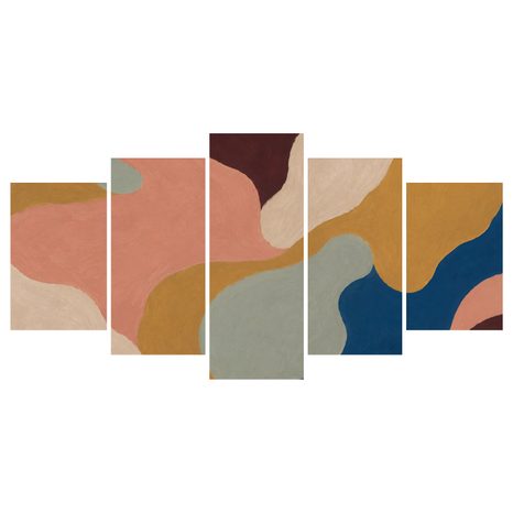 TABLEAU EN 5 PARTIES – FORMES ABSTRAITES COLORÉES - IMAGES FORMES ABSTRAITES - TABLEAUX