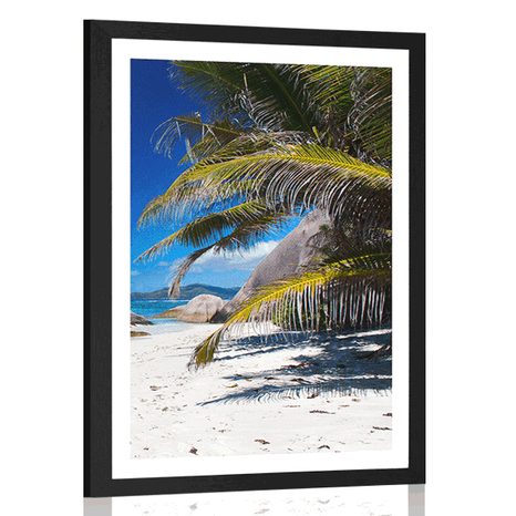 POSTER MIT PASSEPARTOUT SCHÖNHEIT DES STRANDES ANSE SOURCE - NATUR - POSTER