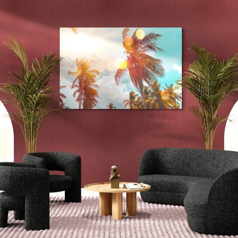 OBRAZ PAPRSKY SLUNCE MEZI PALMAMI - OBRAZY PŘÍRODY A KRAJINY - OBRAZY