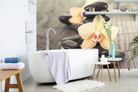 CARTA DA PARATI – ORCHIDEE E PIETRE ZEN - CARTA DA PARATI FENG SHUI - CARTA DA PARATI