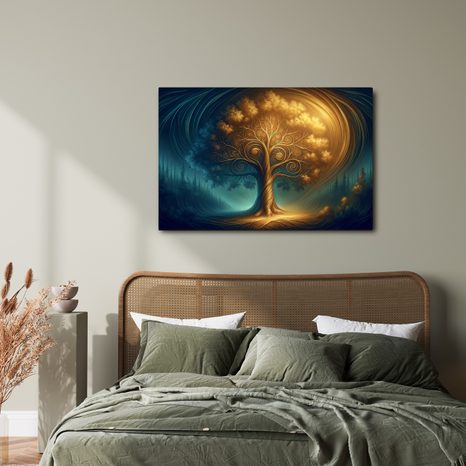 WANDBILD MAGISCHER LEBENSBAUM BEI NACHT - BILDER BÄUME DES LEBENS - BILDER