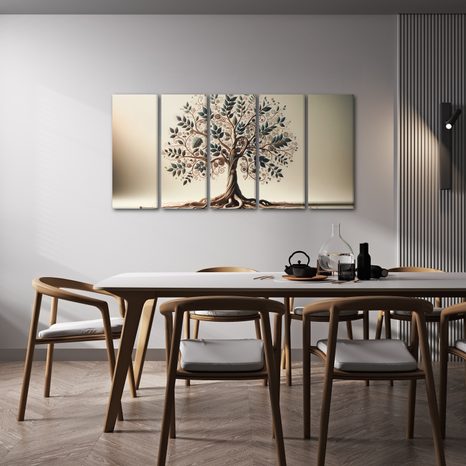 5-DÍLNÝ OBRAZ DEKORATIVNÍ STROM ŽIVOTA S ORNAMENTY - OBRAZY STROMY ŽIVOTA - OBRAZY