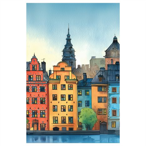 WANDBILD BUNTE HÄUSER DER ALTSTADT - BUNTE HÄUSER - BILDER