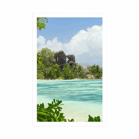 POSTER BEAUTIFUL BEACH ON THE ISLAND OF LA DIGUE - NATURE - POSTERS