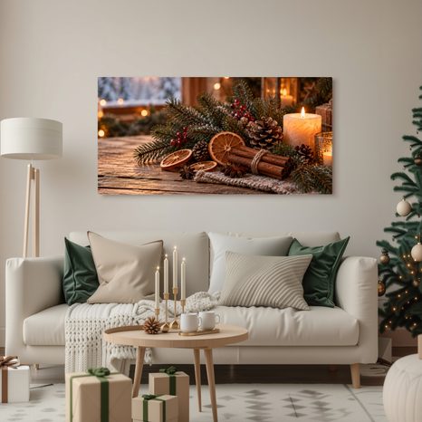 CANVASTAVLA MYSIG ADVENTSDEKORATION MED KOTTAR - JUL- OCH VINTERTAVLOR - TAVLOR